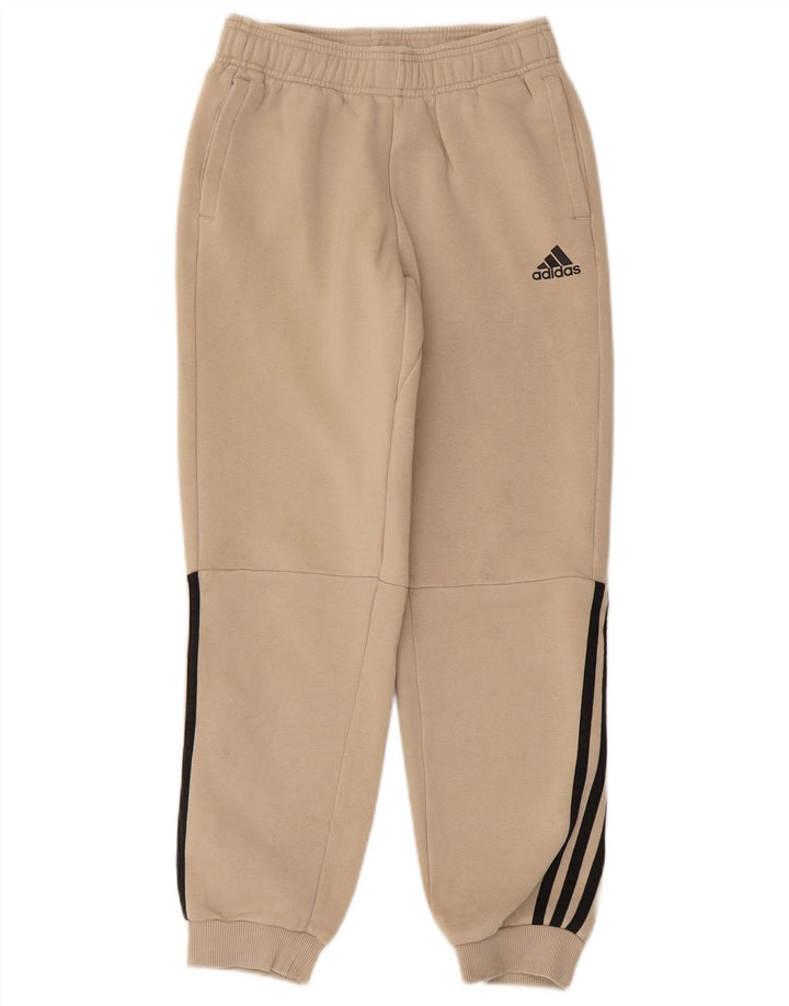 ADIDAS Boys Tracksuit Trousers Joggers 11-12 Years  Beige Cotton