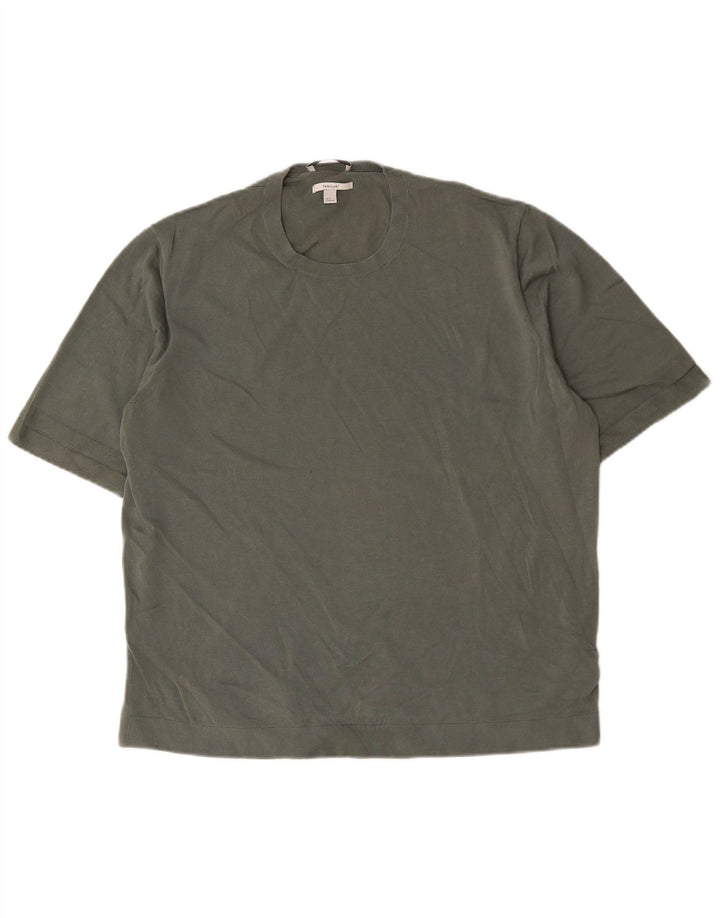 Cos Mens Regular T-Shirt Top XL Khaki Cotton