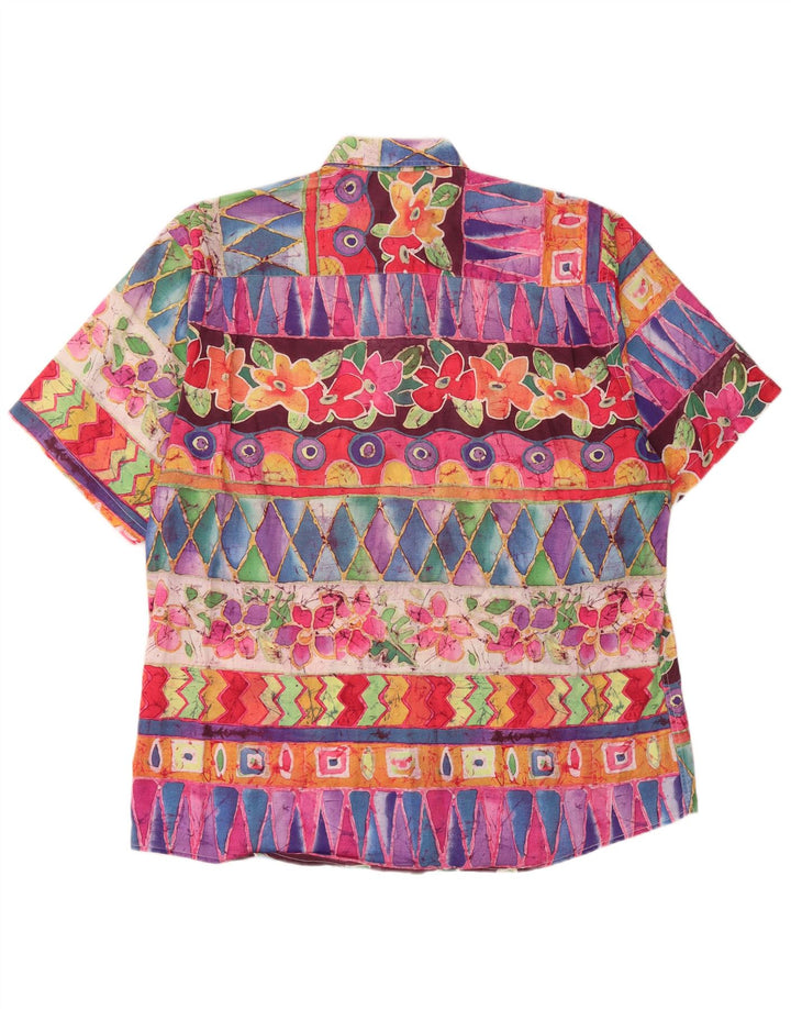 VINTAGE Mens Short Sleeve Shirt Large Multicoloured Geometric