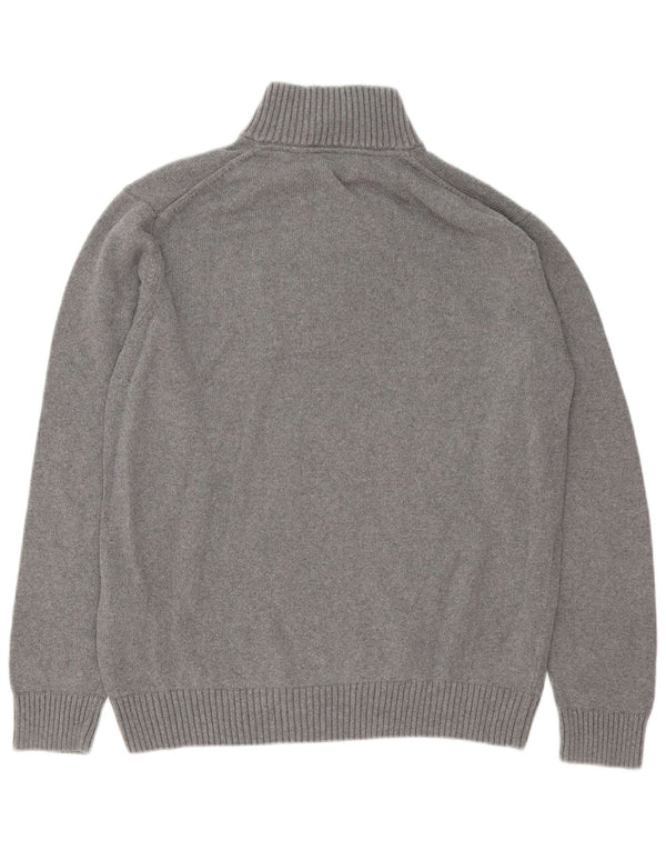 Gant Mens Zip Neck Jumper Sweater 2XL Grey Cotton