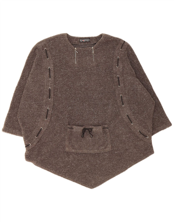 VINTAGE Womens Oversized Boat Neck Jumper Sweater UK 14 Medium Grey