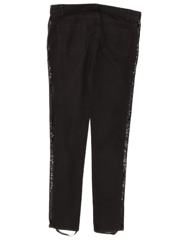 Marks & Spencer Womens Skinny Casual Trousers UK 12 Medium W32 L30 Black Mo