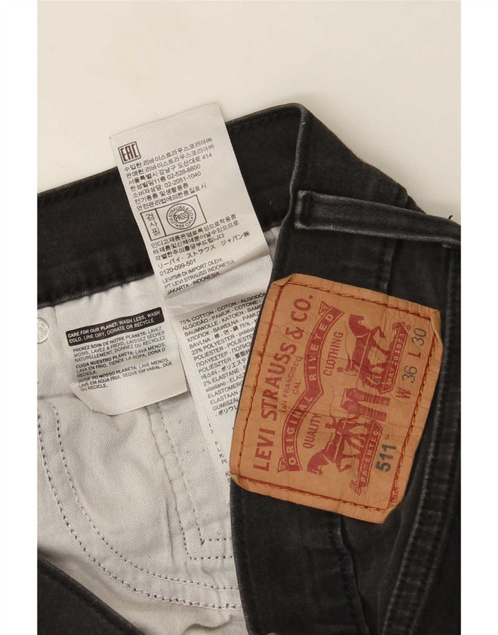 Levi's Mens 511 Slim Jeans W36 L30 Black Cotton