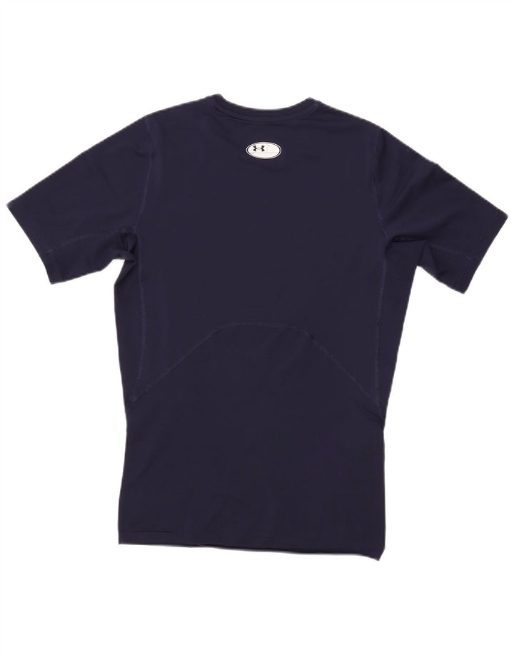 UNDER ARMOUR Mens Heat Gear T-Shirt Top Medium Navy Blue Synthetic
