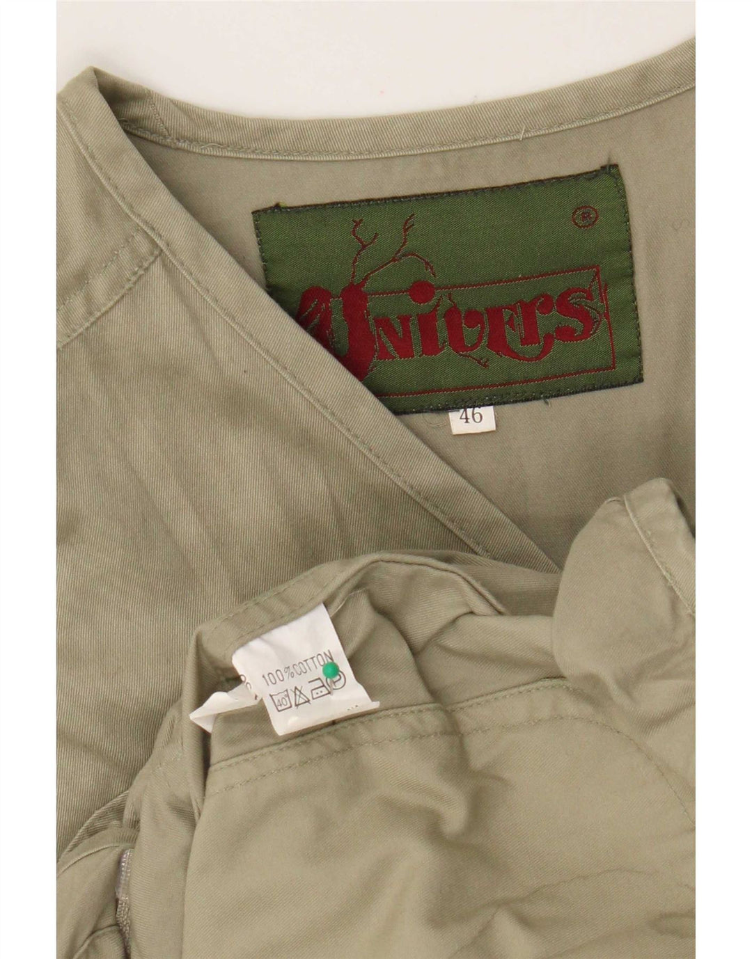 Univers Mens Utility Gilet IT 46 Small Khaki Cotton