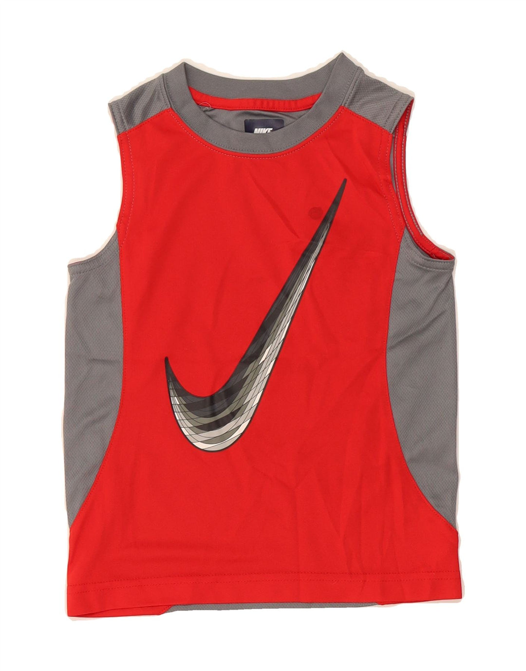 NIKE Boys Graphic Vest Top 5-6 Years Medium Red Colourblock Polyester Vintage Nike and Second-Hand Nike from Messina Hembry 