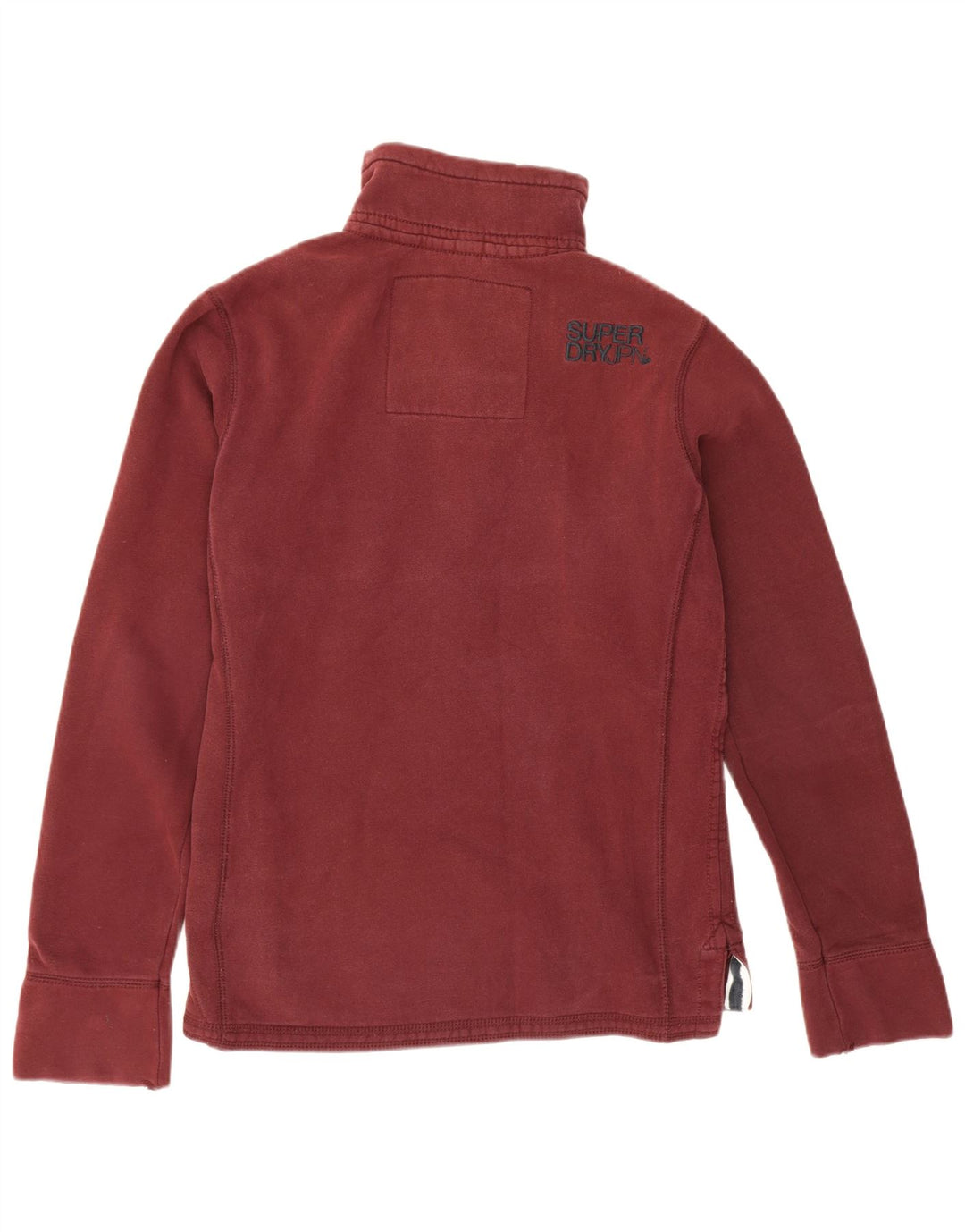 Superdry Mens Button Neck Sweatshirt Jumper Medium Burgundy Cotton