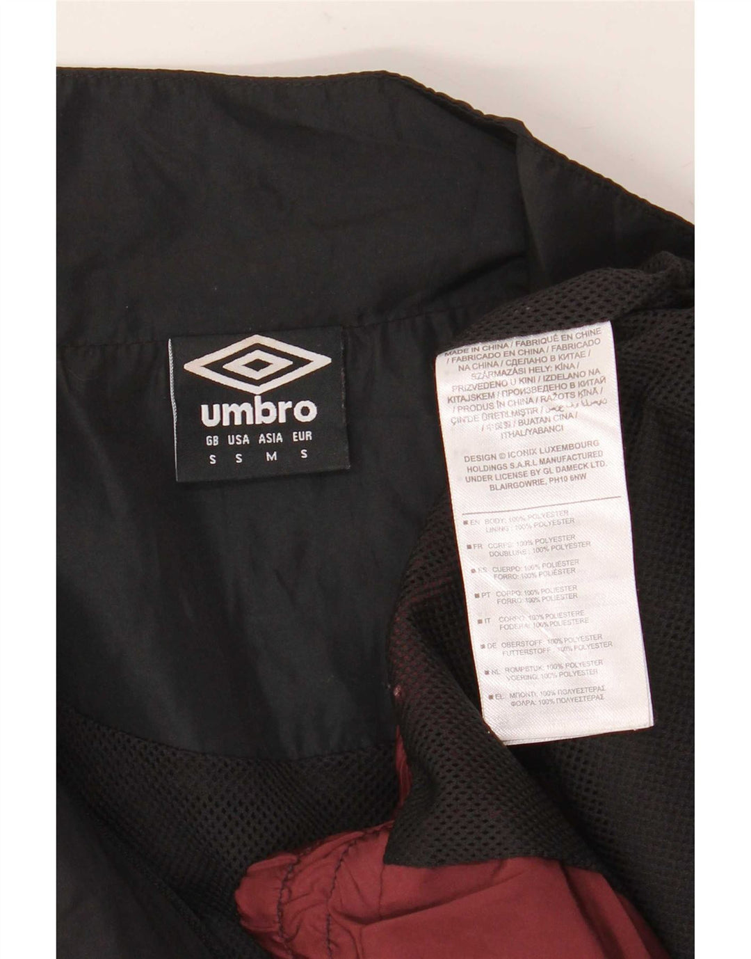 Umbro Mens Graphic Tracksuit Top Jacket Small Maroon Colourblock Polyester