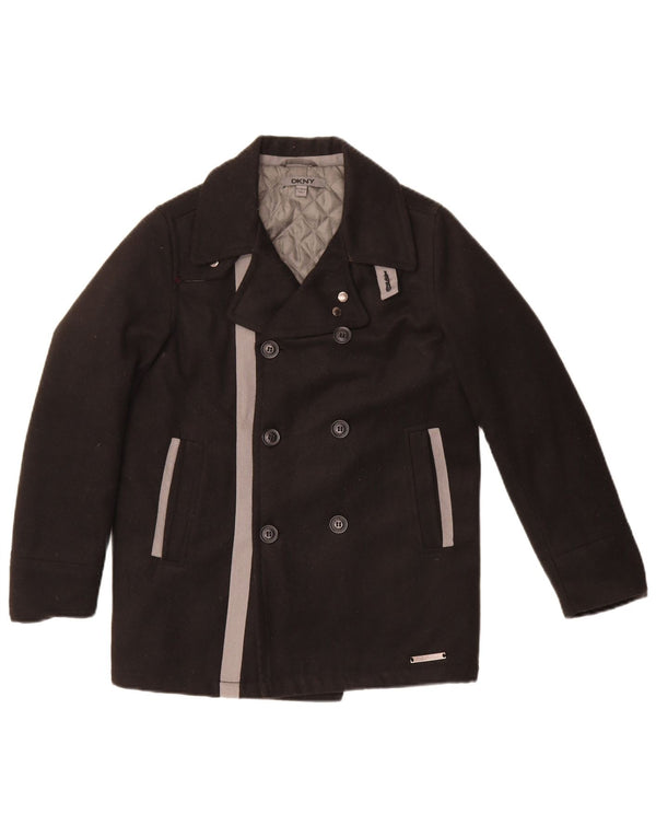 Dkny Womens Pea Coat UK 10 Small Black Colourblock Polyester
