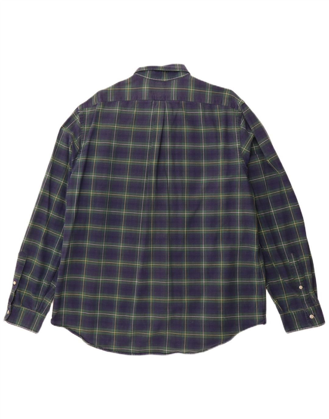 RALPH LAUREN Mens Flannel Shirt XL Navy Blue Check Cotton