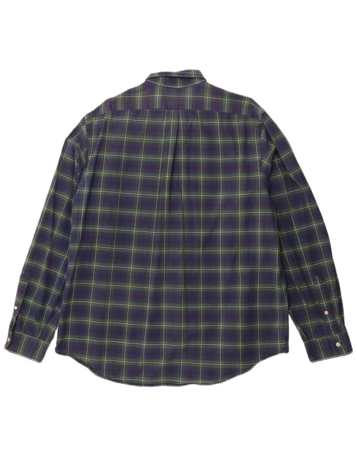 RALPH LAUREN Mens Flannel Shirt XL Navy Blue Check Cotton