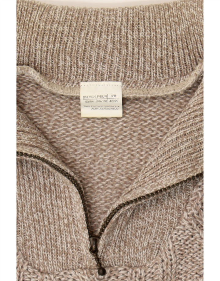 VINTAGE Mens Zip Neck Jumper Sweater IT 52 Large Grey Polyacrylic Vintage Vintage and Second-Hand Vintage from Messina Hembry 
