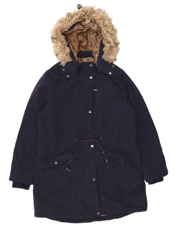 Marks & Spencer Womens Oversized Hooded Parka Jacket UK 14 Large Navy Blue