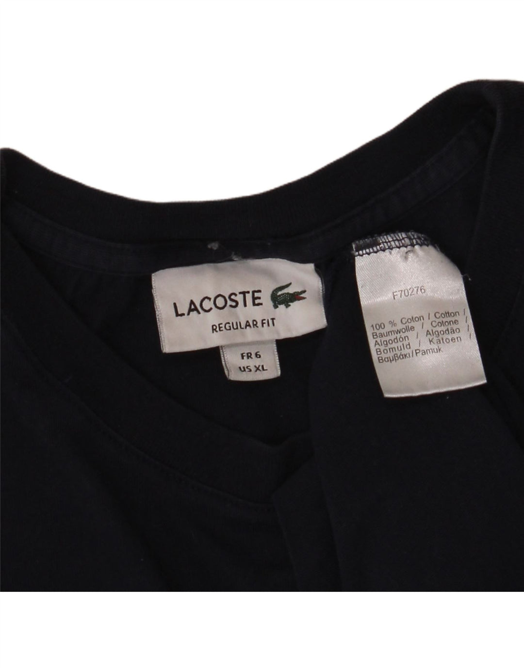 LACOSTE Mens Regular Fit T-Shirt Top Size 6 XL Navy Blue Cotton