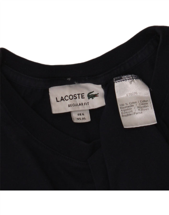 LACOSTE Mens Regular Fit T-Shirt Top Size 6 XL Navy Blue Cotton