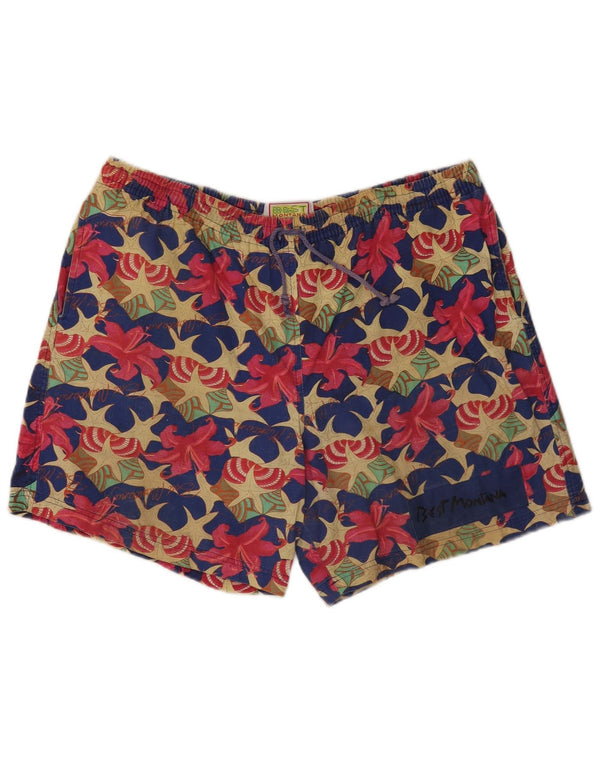 MONTANA Mens Swimming Shorts XL Multicoloured Floral Cotton