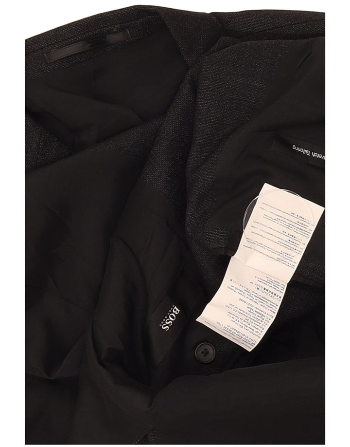 Hugo Boss Mens 2 Button Blazer Jacket UK 50 Large Black Virgin Wool