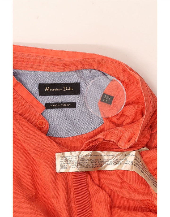 Massimo Dutti Mens Polo Shirt Medium Orange Cotton