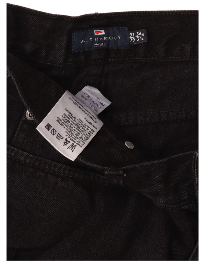 MARKS & SPENCER Mens Blue Harbour Straight Jeans W36 L31 Black Classic
