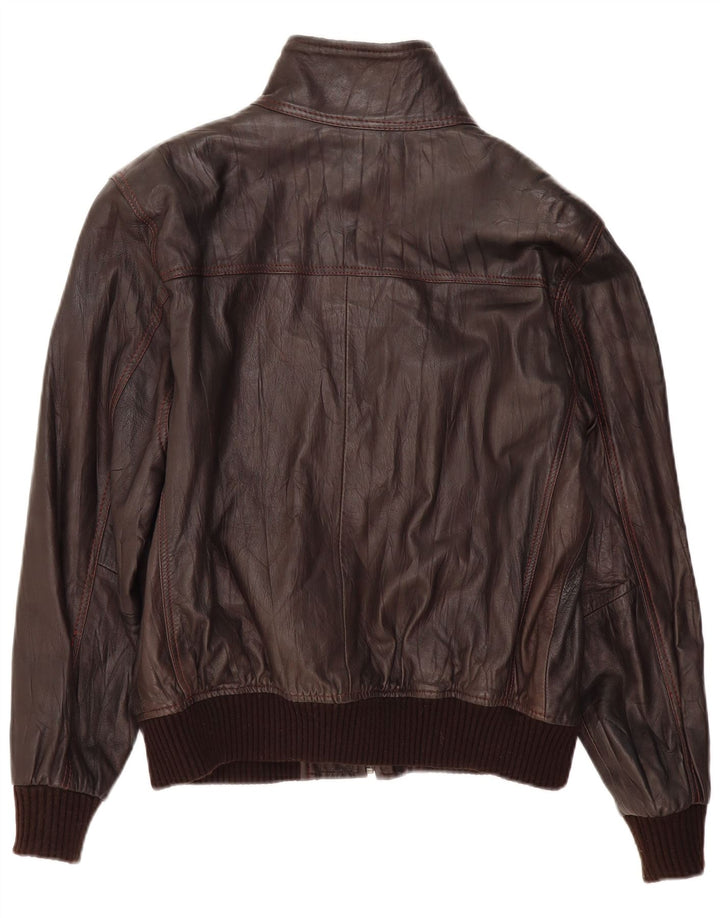 VINTAGE Mens Bomber Leather Jacket UK 36 Small Brown Leather