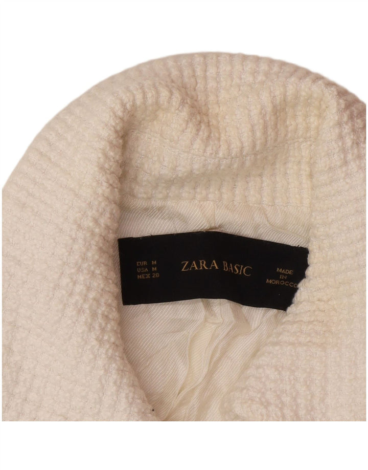 Zara Womens 1 Button Blazer Jacket UK 12 Medium White