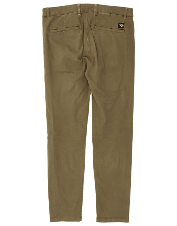 Zara Mens Slim Chino Trousers EU 42 Large W32 L30 Khaki Cotton
