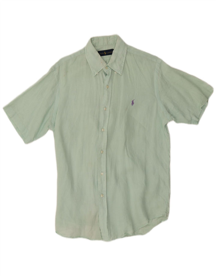 Ralph Lauren Mens Short Sleeve Shirt Medium Green Linen