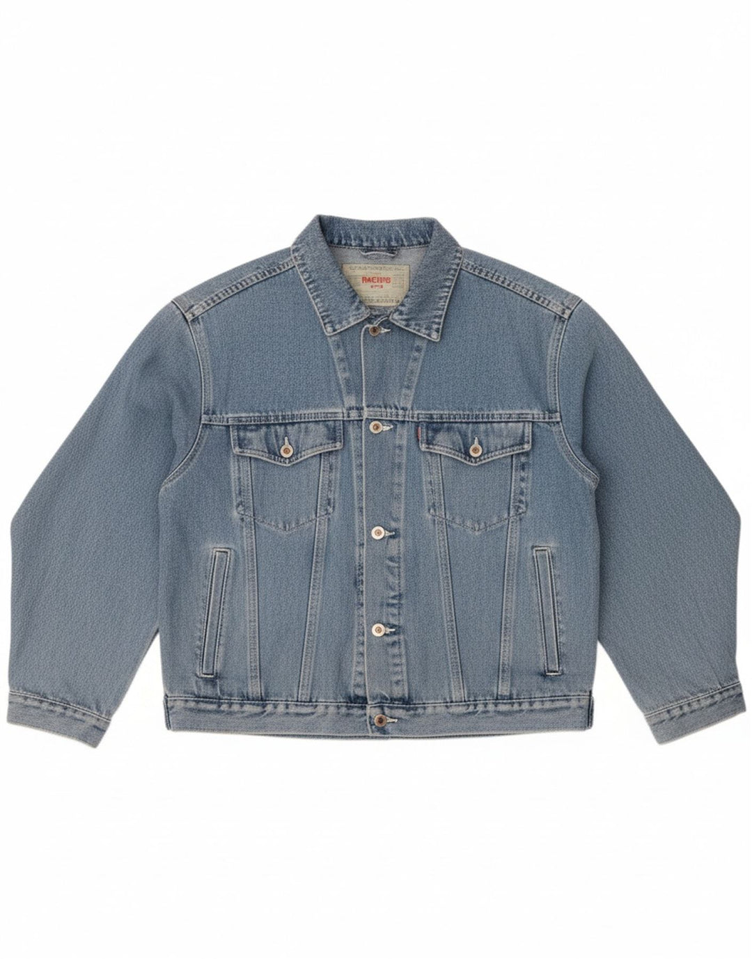 VINTAGE Mens Denim Jacket UK 40 Large Blue Cotton