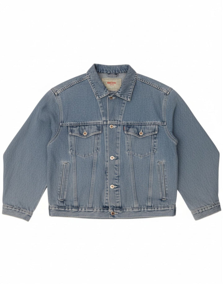 VINTAGE Mens Denim Jacket UK 40 Large Blue Cotton