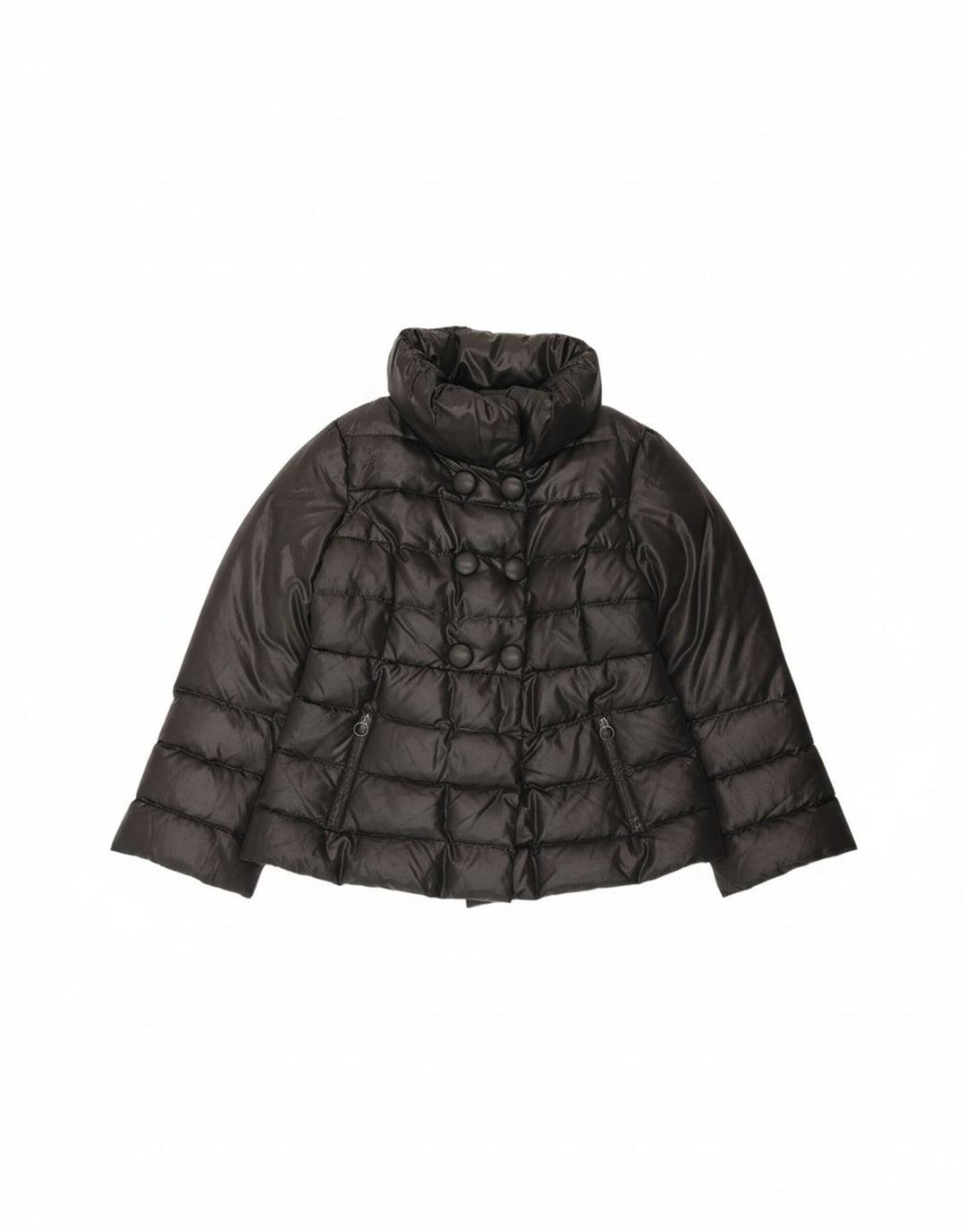 BENETTON Womens Double Breasted Padded Jacket IT 48 Large Black Polyester