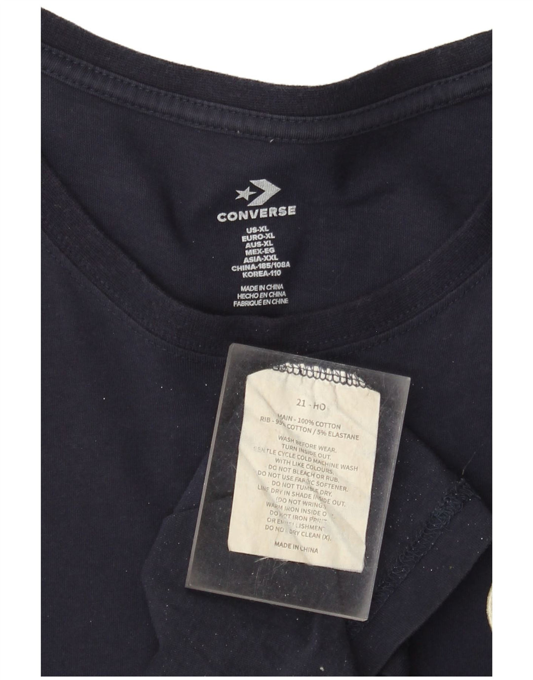 CONVERSE Mens T-Shirt Top XL Navy Blue Cotton