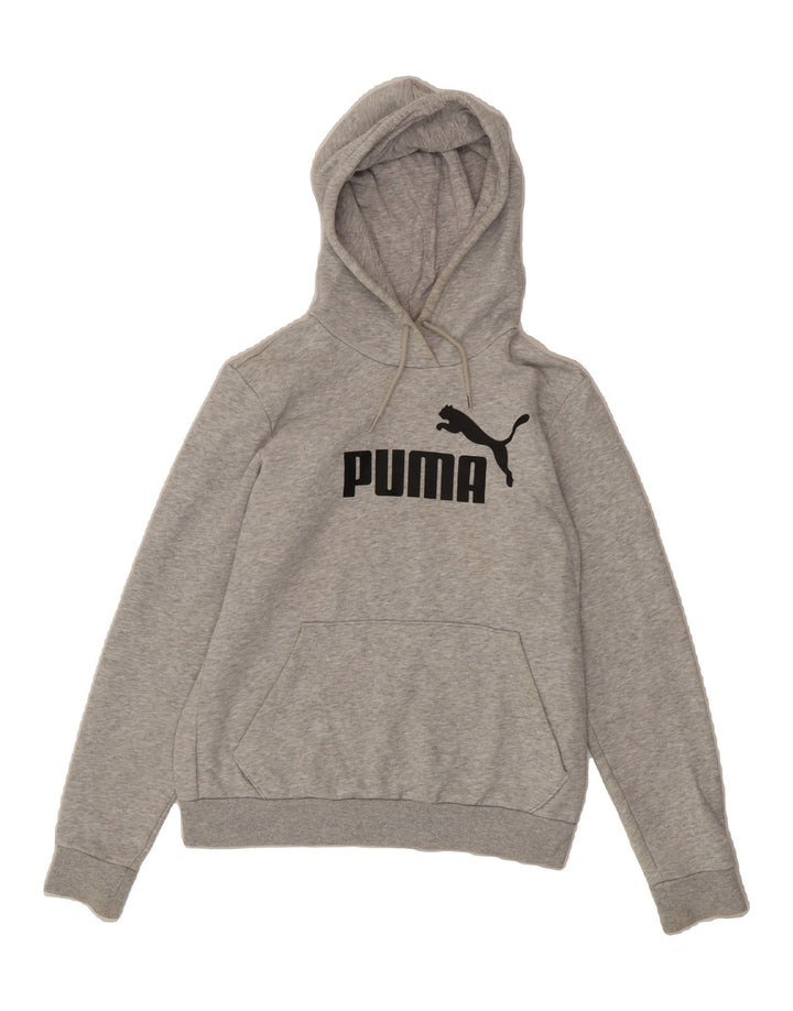 PUMA Womens Graphic Hoodie Jumper UK 12 Medium  Grey Polyester Vintage Puma and Second-Hand Puma from Messina Hembry 
