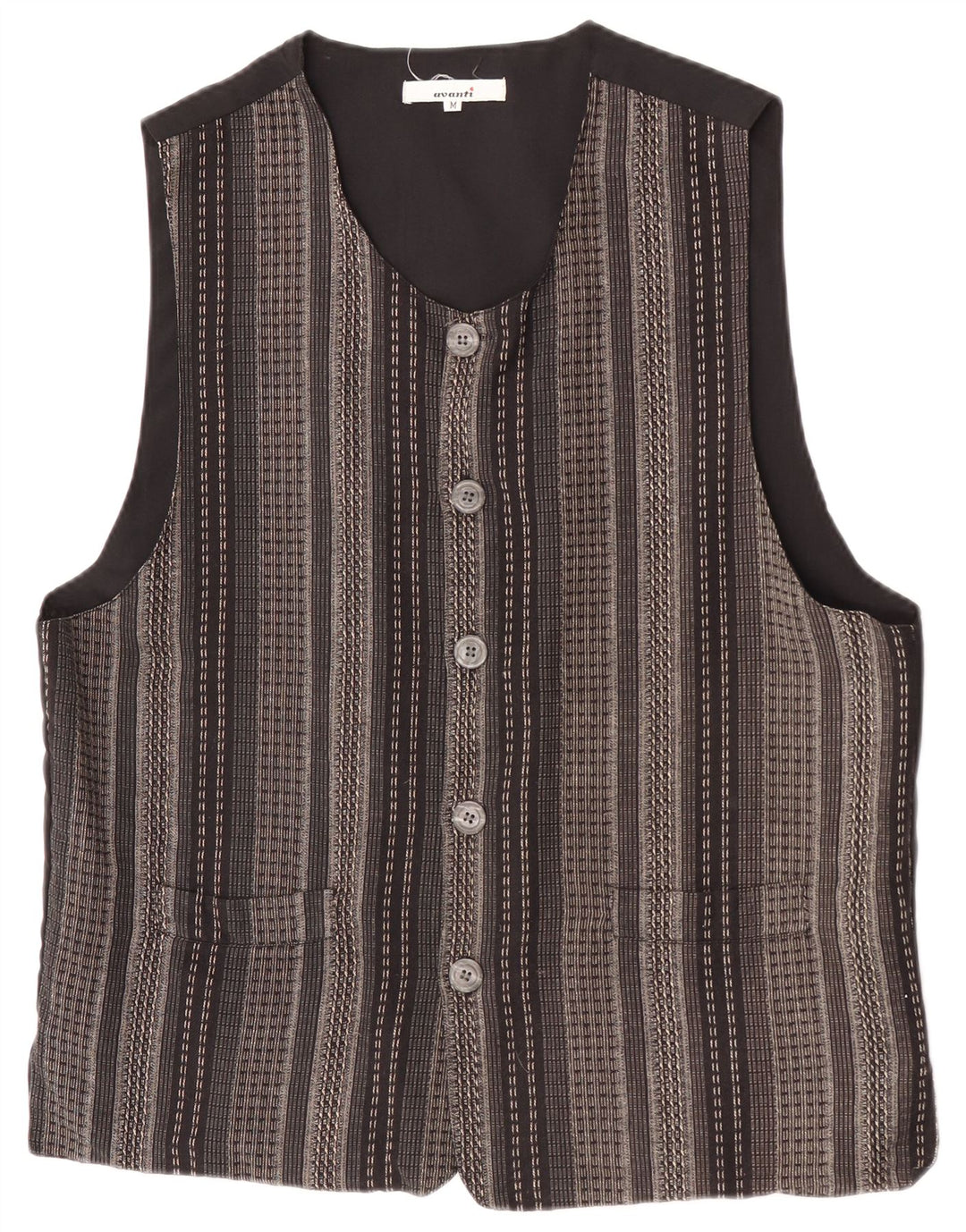 Avanti Mens Waistcoat Medium Black Striped Cotton
