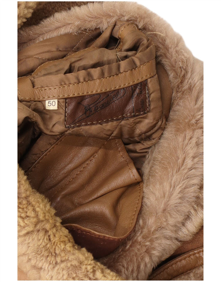 Vintage Mens Shearling Jacket IT 50 Large Beige