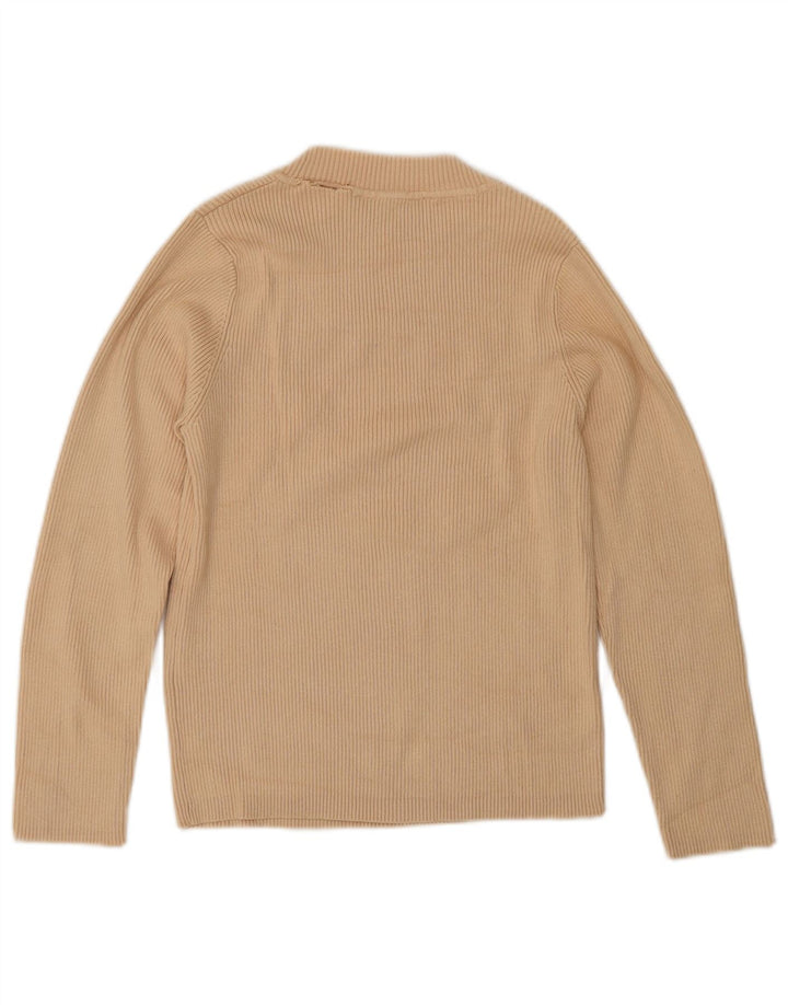 Zara Womens Crop Top 3/4 Sleeve UK 12 Medium Beige