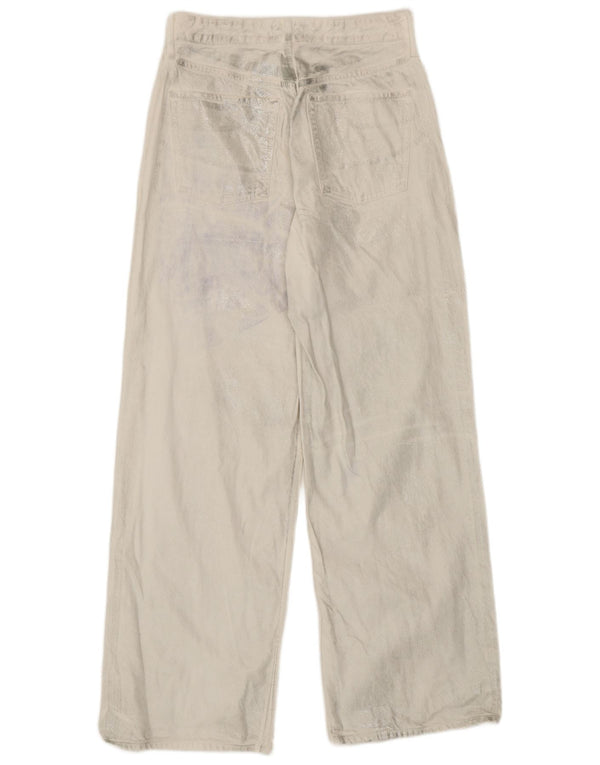 Zara Womens High Rise Wide Leg Jeans EU 40 Medium W30 L31 White Tie Dye