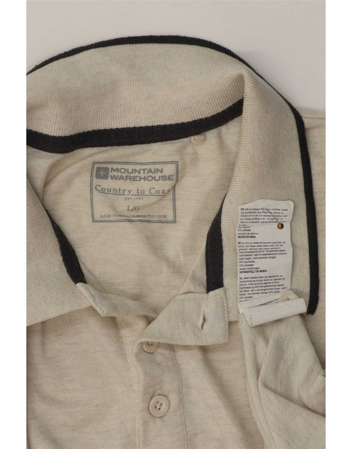 Mountain Warehouse Mens Polo Shirt Large Beige Cotton