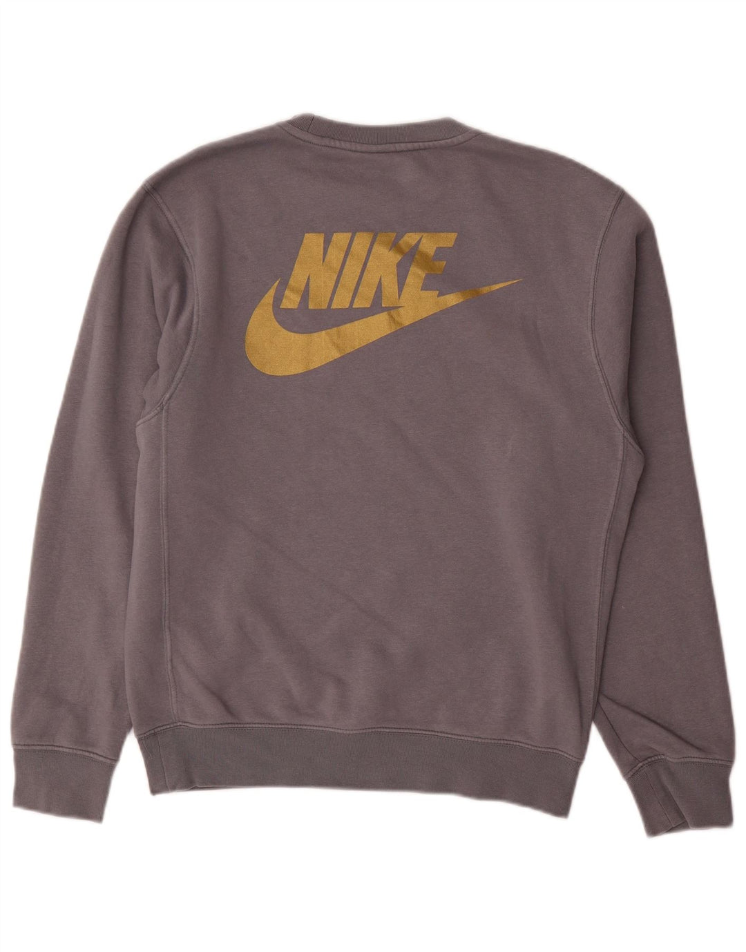NIKE Mens Swoosh Graphic Sweatshirt Jumper XS Grey Cotton