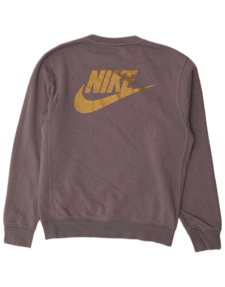 NIKE Mens Swoosh Graphic Sweatshirt Jumper XS Grey Cotton
