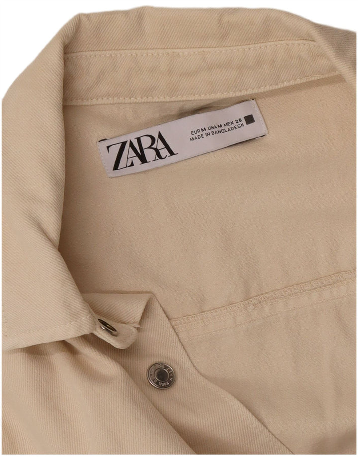 Zara Womens Denim Playsuit UK 14 Medium Beige