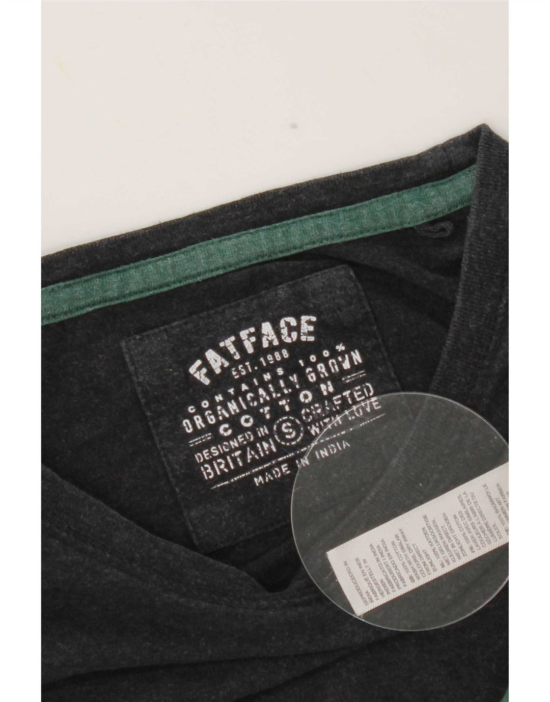 Fat Face Mens Top Long Sleeve Small Grey Colourblock Cotton