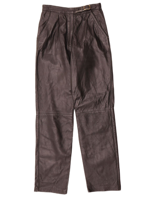 Vintage Womens High Waist Leather Trousers IT 42 Medium W24 L30 Black