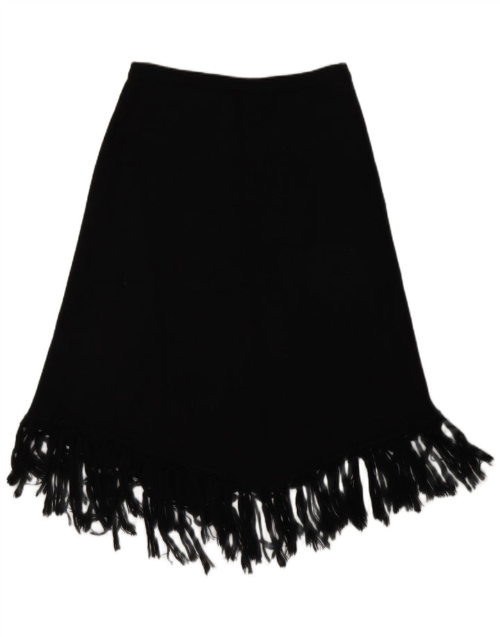 Max & Co. Womens Asymmetric Knit A-Line Skirt Large W34  Black Virgin Wool