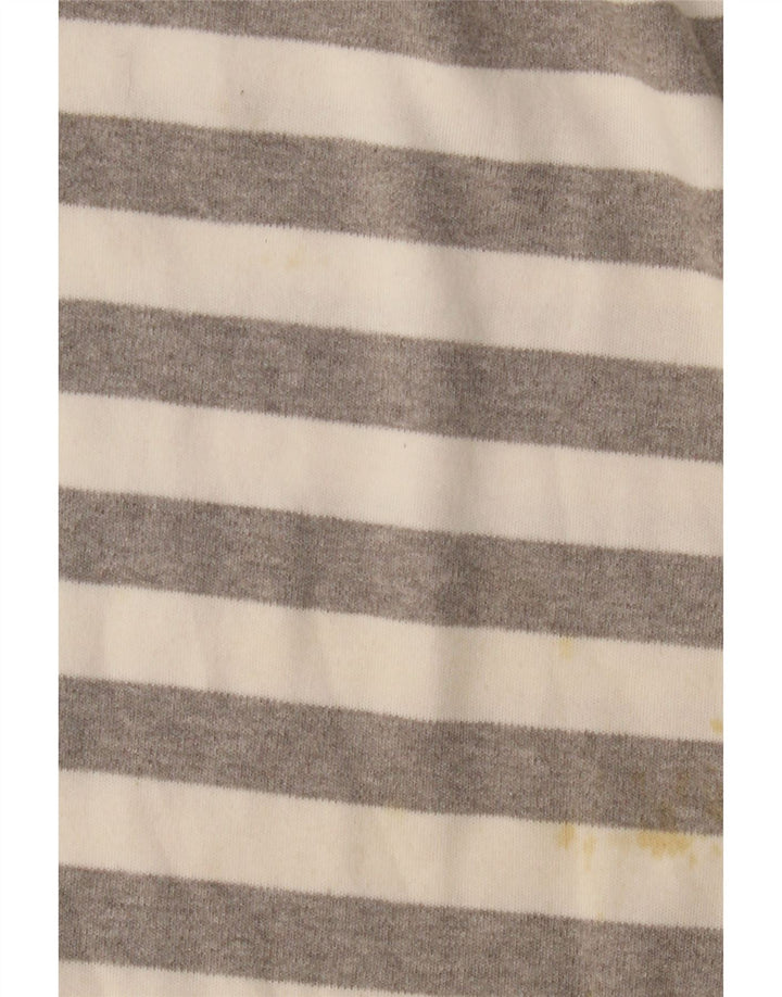 HOBBS Womens Top 3/4 Sleeve UK 14 Large Grey Striped Cotton