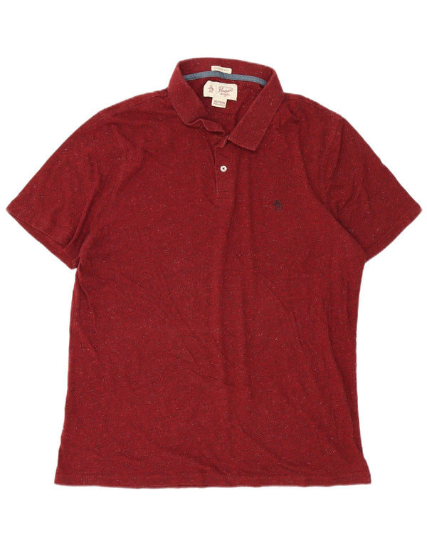 Penguin Mens Heritage Slim Fit Polo Shirt 2XL Burgundy Flecked Cotton