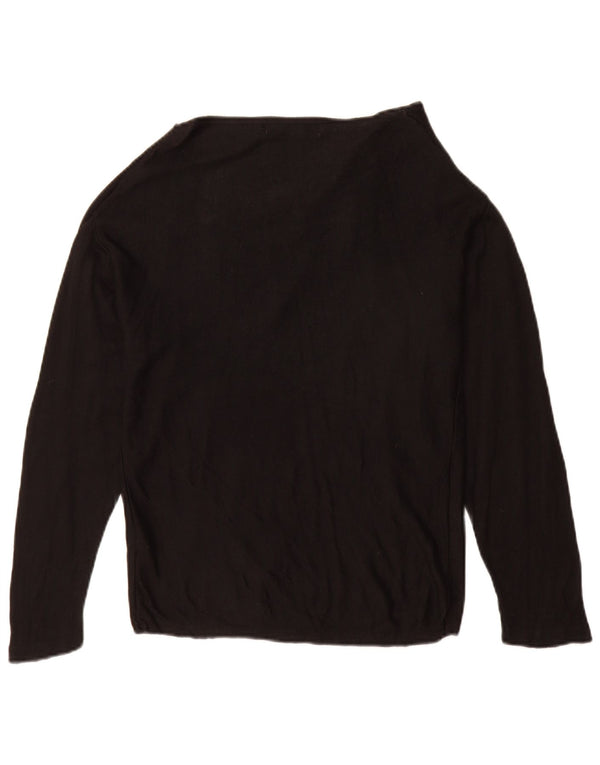 Zara Womens Top Long Sleeve UK 14 Medium Black Viscose