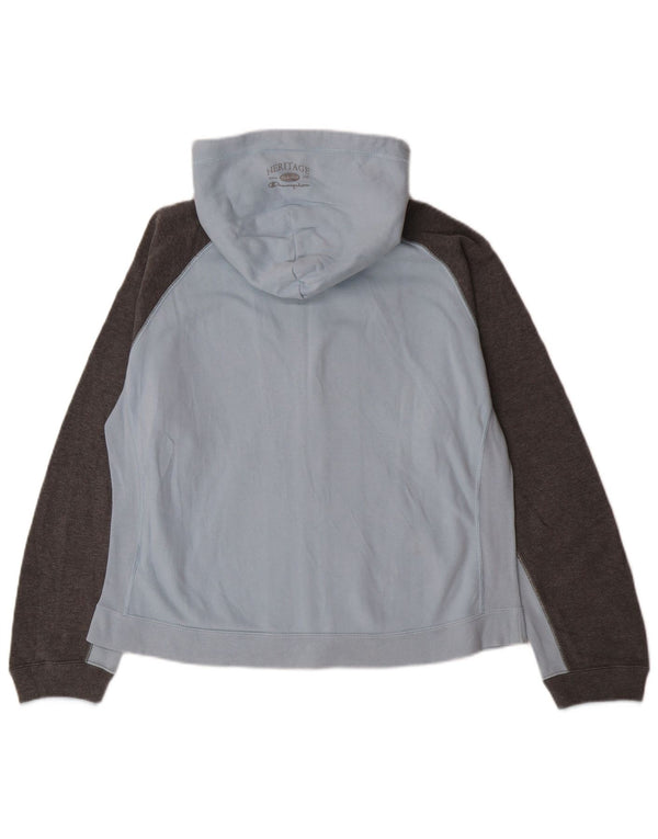 CHAMPION Womens Zip Hoodie Sweater UK 18 XL Blue Colourblock Cotton