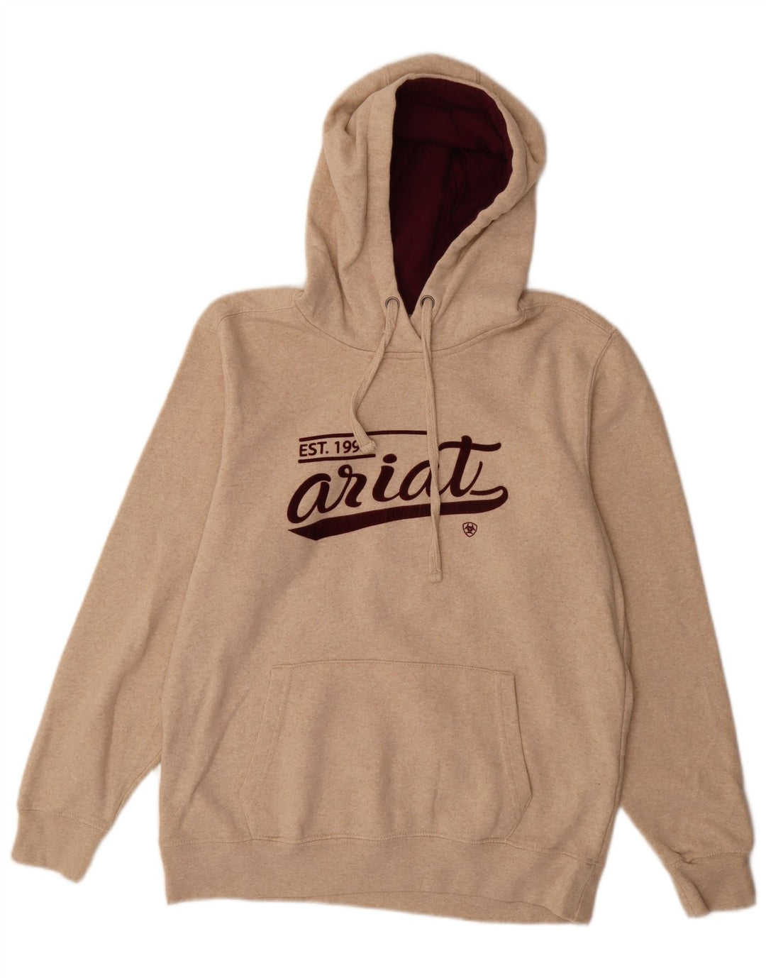 ARIAT Mens Graphic Hoodie Jumper Medium Beige Cotton