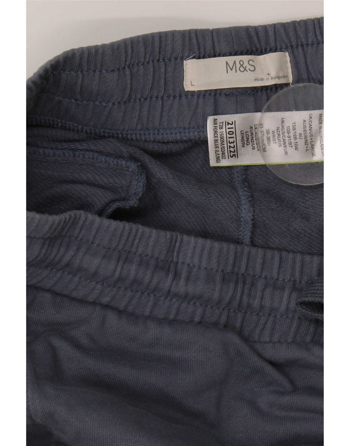 Marks & Spencer Mens Tracksuit Trousers Large Blue Cotton