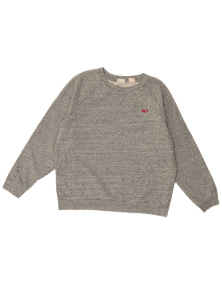 LEVI'S Womens Oversized Sweatshirt Jumper UK 10 Small Grey Cotton
